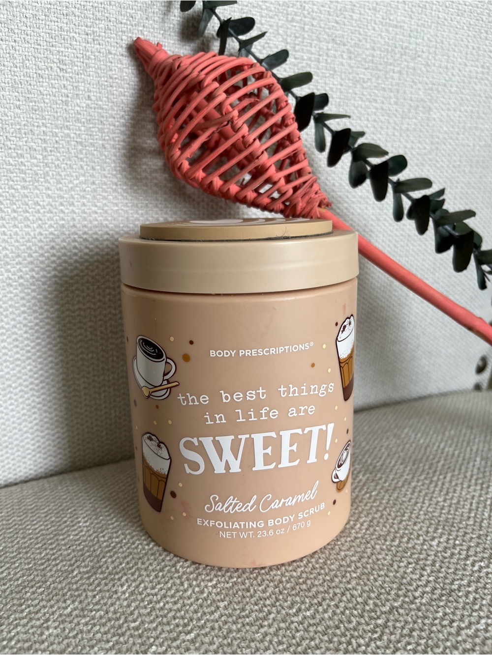 NWT Body Prescriptions Salted Caramel exfoliating body scrub in 23.6 oz jar. 🤎